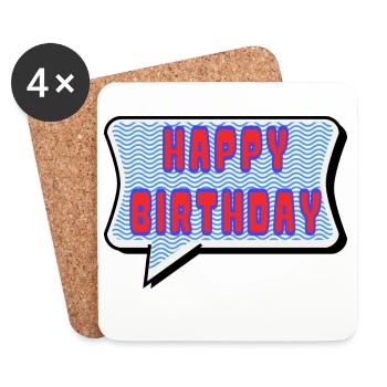 JAHRESTAG. ALLES GUTE ZUM GEBURTSTAG. ALLES GUTE ZUM GEBURTSTAG. - Untersetzer (4er-Set) - Weiß - Vorne