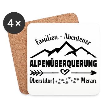 Alpenüberquerung Familie Abenteuer E5 - Untersetzer (4er-Set) - Weiß - Vorne