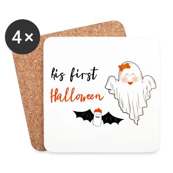 Son premier Halloween | Doux fantôme pour Halloween - Dessous de verre (lot de 4) - blanc - Devant