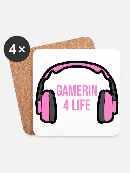 Gaming Gamer 4 Life Headphones - Coasters (set of 4) - white