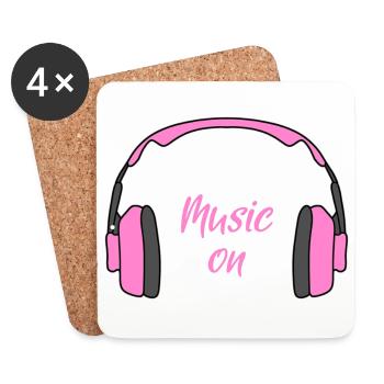 Casque DJ Music on Femme rose - Dessous de verre (lot de 4) - blanc - Devant