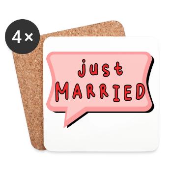 ICH HABE GERADE GEHEIRATET. Junggesellinnenabschied. VALENTINSTAG. PAAR - Untersetzer (4er-Set) - Weiß - Vorne