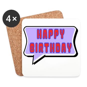 HAPPY BIRTHDAY - Dessous de verre (lot de 4) - blanc - Devant