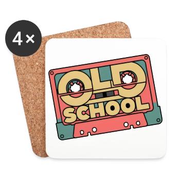 Retro Revival: Old School Cassette Tape - Coasters (set of 4) - white - Front