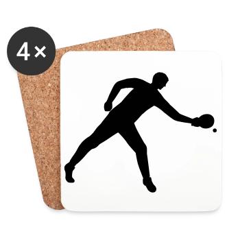 Joueurs jouant au tennis de table en blanc - Dessous de verre (lot de 4) - blanc - Devant