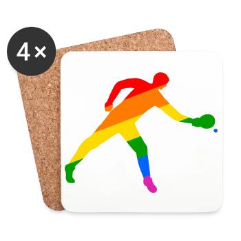Tennis de table coloré et dynamique - Dessous de verre (lot de 4) - blanc - Devant