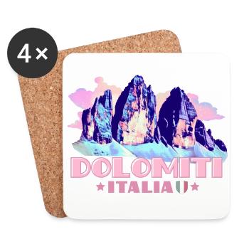 Souvenir Dolomiti Italia Dolomites Three Peaks - Dessous de verre (lot de 4) - blanc - Devant