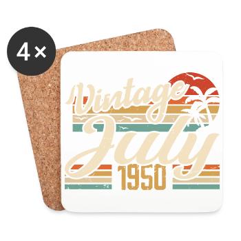 Juillet 1950 Cadeau, 74e Anniversaire Juillet 1950 - Dessous de verre (lot de 4) - blanc - Devant