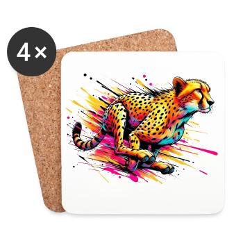 Guépard - Dessous de verre (lot de 4) - blanc - Devant