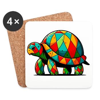 Arlequin Tortue - Dessous de verre (lot de 4) - blanc - Devant