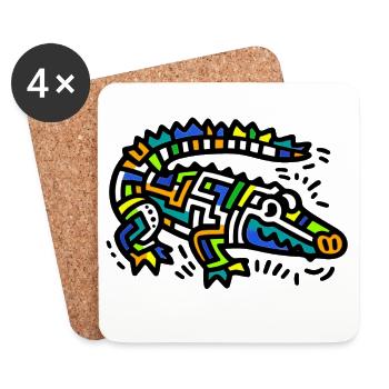 Alligator Crocodile - Coasters (set of 4) - white - Front