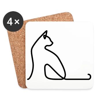 Cat 02 - Coasters (set of 4) - white - Front
