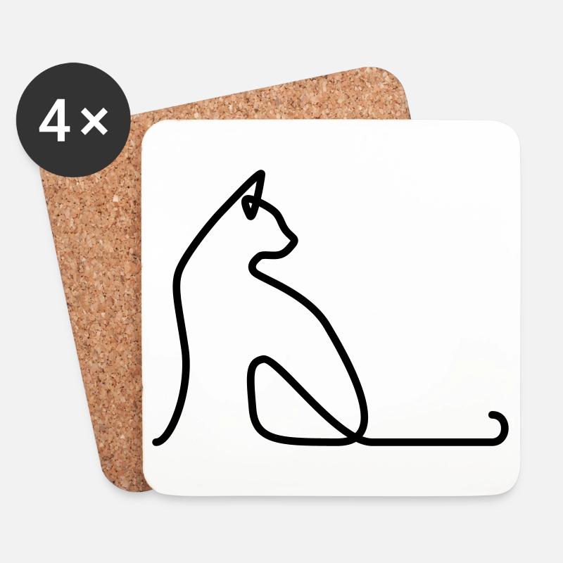 Cat 02 - Coasters (set of 4) - white