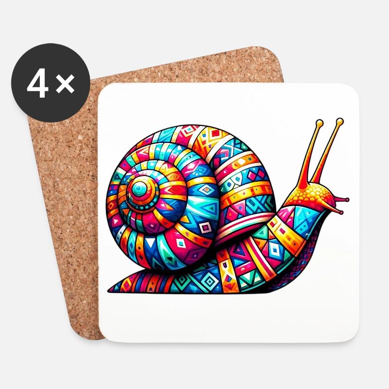 Schnecke - Untersetzer (4er-Set) - Weiß