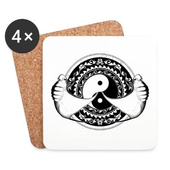 Yin Yang Mantarochen - Untersetzer (4er-Set) - Weiß - Vorne