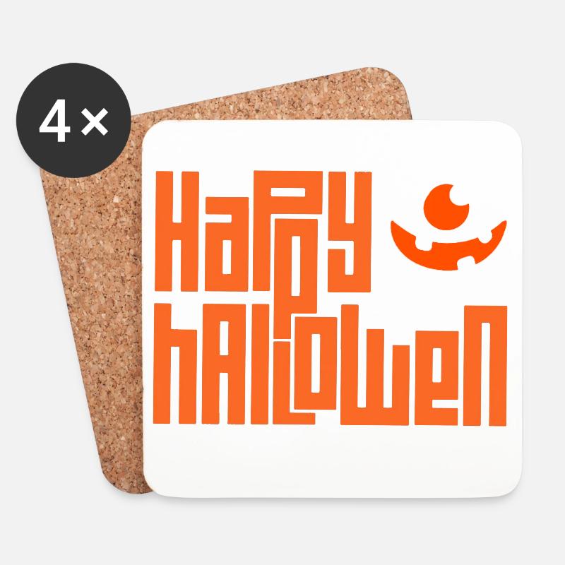 Fröhliches Halloween - Untersetzer (4er-Set) - Weiß