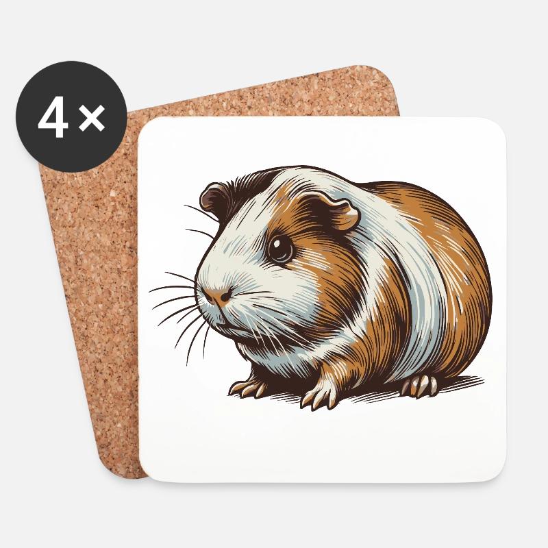 Meerschweinchen - Untersetzer (4er-Set) - Weiß