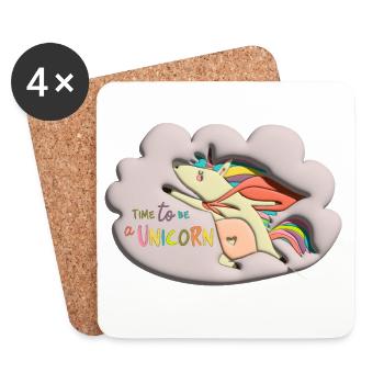 time to be an unicorn bubble 3d - Untersetzer (4er-Set) - Weiß - Vorne