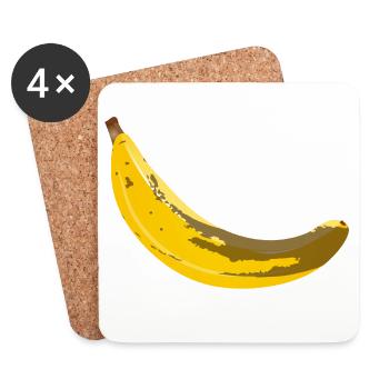 Banane trop mûre avec des taches brunes illustration - Dessous de verre (lot de 4) - blanc - Devant