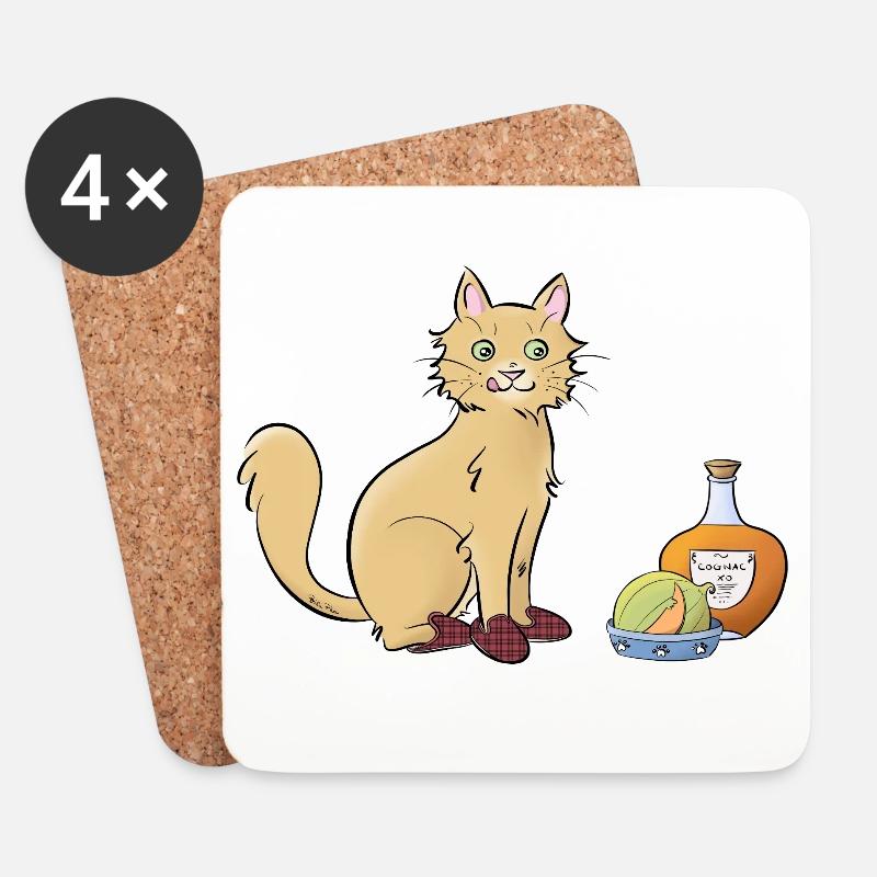 Chat-rentais - Untersetzer (4er-Set) - Weiß