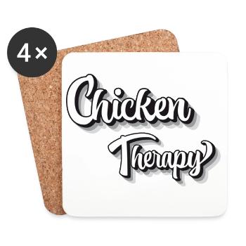Thérapie par le poulet Humour Design - Dessous de verre (lot de 4) - blanc - Devant