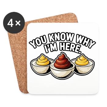 Deviled Egg Lover Chemise de nourriture drôle - Dessous de verre (lot de 4) - blanc - Devant