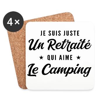 Retraité Campeur Humour Cadeau Retraite - Dessous de verre (lot de 4) - blanc - Devant