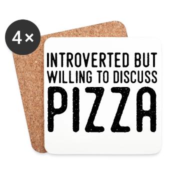 Introvert but Pizza Fan - Coasters (set of 4) - white - Front