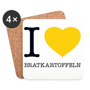 I love Bratkartoffeln - Untersetzer (4er-Set) - Weiß - Vorne