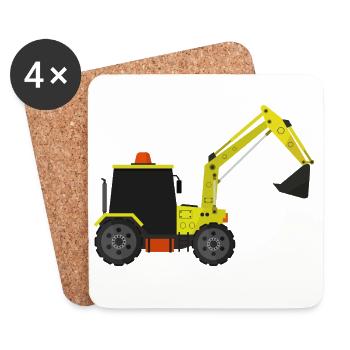 Bagger - Untersetzer (4er-Set) - Weiß - Vorne