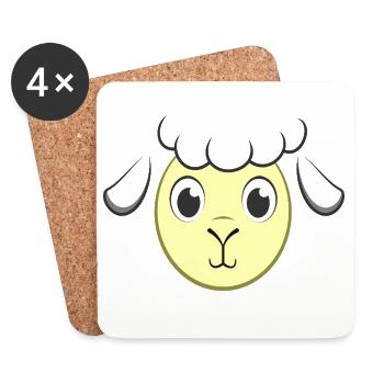 Niedliches Schafsgesicht Kostüm Lammfarm Kawaii - Untersetzer (4er-Set) - Weiß - Vorne