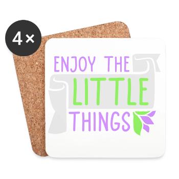 Enjoy The Little Things Dankbarkeit Achtsamkeit - Untersetzer (4er-Set) - Weiß - Vorne