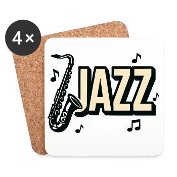 Typografie, Jazz, Saxophon, Musiknoten - Untersetzer (4er-Set) - Weiß - Vorne