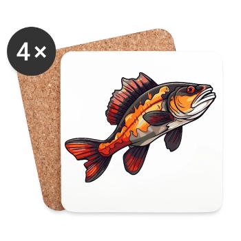 Barsch Cartoon Fisch - Untersetzer (4er-Set) - Weiß - Vorne