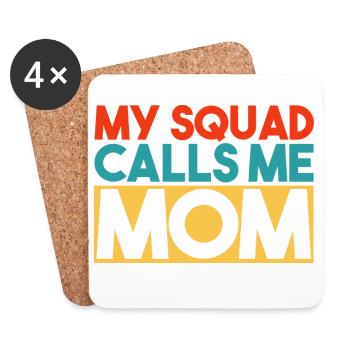 Ma brigade m’appelle maman Typographie rétro - Dessous de verre (lot de 4) - blanc - Devant