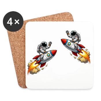 Aventure de la fusée astronaute - Dessous de verre (lot de 4) - blanc - Devant