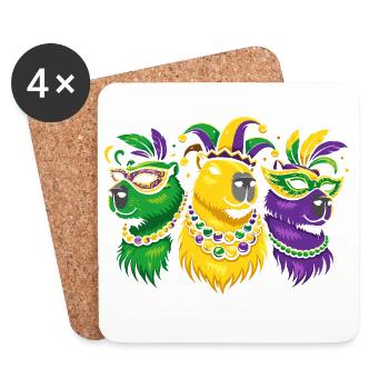 Capybara Mask Festival Trio Mardi Gras - Coasters (set of 4) - white - Front