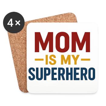 Mom Superhero — Bold Typography - Coasters (set of 4) - white - Front