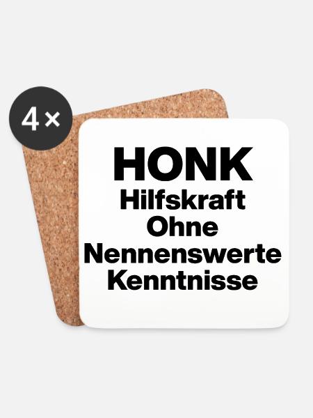 HONK HILFSKRANK OHNE NERWERT KENNISSE. SARKASMUS - Untersetzer (4er-Set) - Weiß