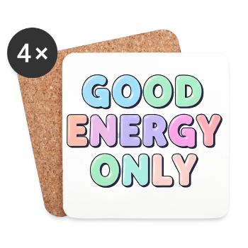 Bonne énergie uniquement pour les gens positifs Chemise - Dessous de verre (lot de 4) - blanc - Devant
