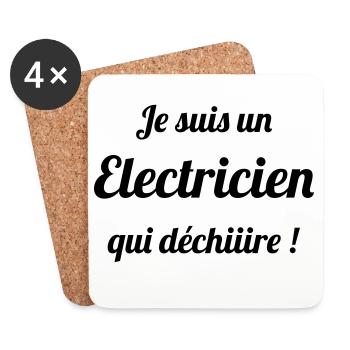 Électricien Qui Déchire : L'As des Disjoncteurs - Dessous de verre (lot de 4) - blanc - Devant