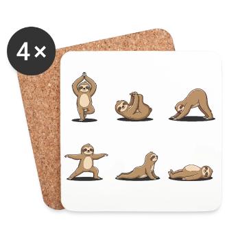 Faultier Yoga – Lustiges Yoga Tier Design - Untersetzer (4er-Set) - Weiß - Vorne