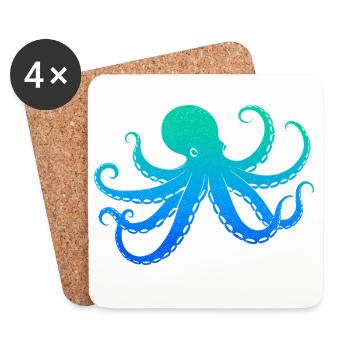 Octopus Boys Children Men's Octopus - Coasters (set of 4) - white - Front