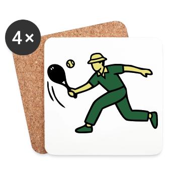 Service rétro de joueur de tennis - Dessous de verre (lot de 4) - blanc - Devant