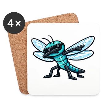 Dabbing Libelle - Untersetzer (4er-Set) - Weiß - Vorne