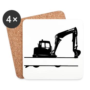 Bagger Custom – Schwere Maschinen - Untersetzer (4er-Set) - Weiß - Vorne