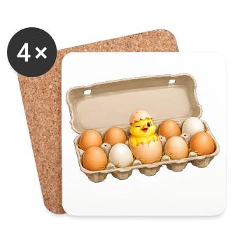 Motif de Pâques de poussin mignon dans une boîte d’œufs - Dessous de verre (lot de 4) - blanc - Devant