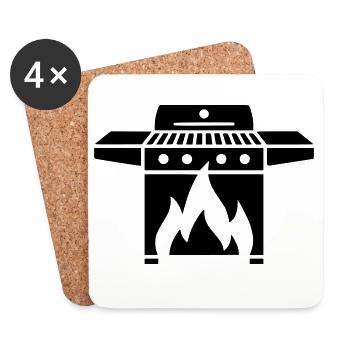 Gas Grill Grill Master BBQ Grill Party Father's Day - Coasters (set of 4) - white - Front