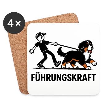 Berner Sennenhund Führungskraft Hundehalter Humor - Untersetzer (4er-Set) - Weiß - Vorne