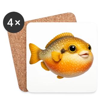 Cuddly Goldfish Caricature - Coasters (set of 4) - white - Front